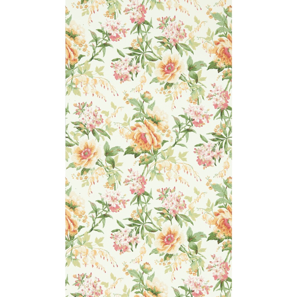 Olivia Wallpaper 217038 by Sanderson in Botanical Green Orange